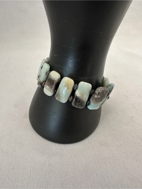 Jewelry - Natural Amazonite Bracelet in Pale Blue-Green with Snap Clasp